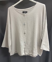 Image 3 of Button Front Hopsack Italian Cotton Top