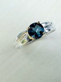 Image 7 of sterling silver feather ring with blue topaz 