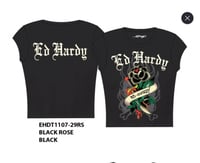 ED HARDY BLACK ROSE CAP TEE