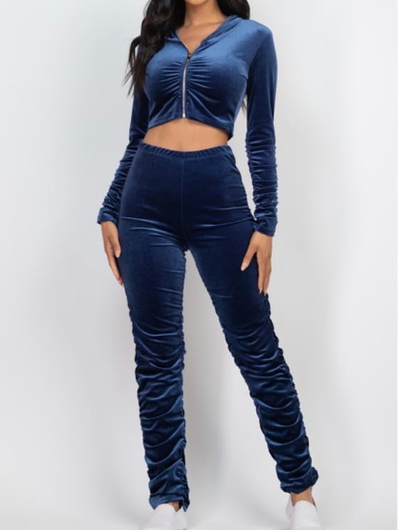 Image of DALLAS VELOUR SET (BLUE)