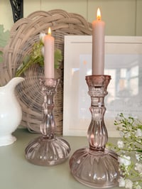 Large Pale Pink Candle Holders ( Set of 2 )