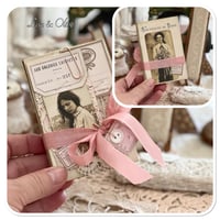 Image 9 of French Ephemera Box of lace samples and a lace sample snippet book with pink trim