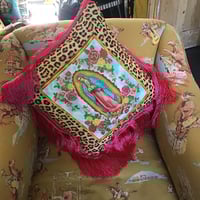 Image 6 of Raspberry Pink Fringe Virgin Leopard Cushion Cover