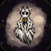 Kitty ghost flowers  keychain