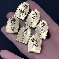 Engraved Brass Push Pin Badges