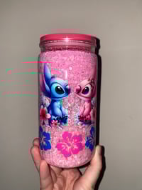Image 1 of stitch acrylic can snowglobe tumbler