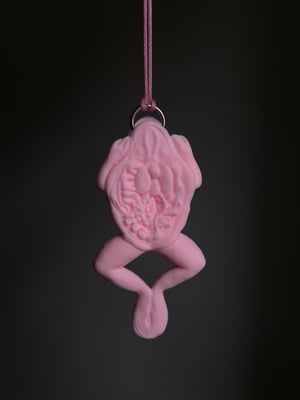 Dissected Frog Pendant Pink and Green 