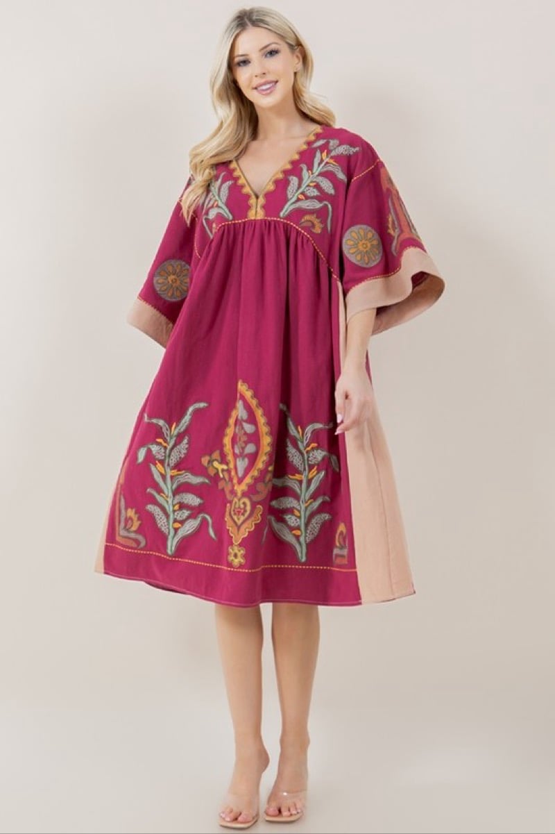 Image of Embroidered Dress Long 