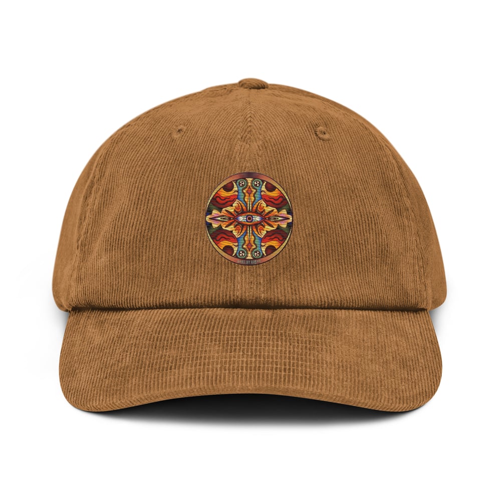 Image of Trippy Eye Corduroy Cap - Camel