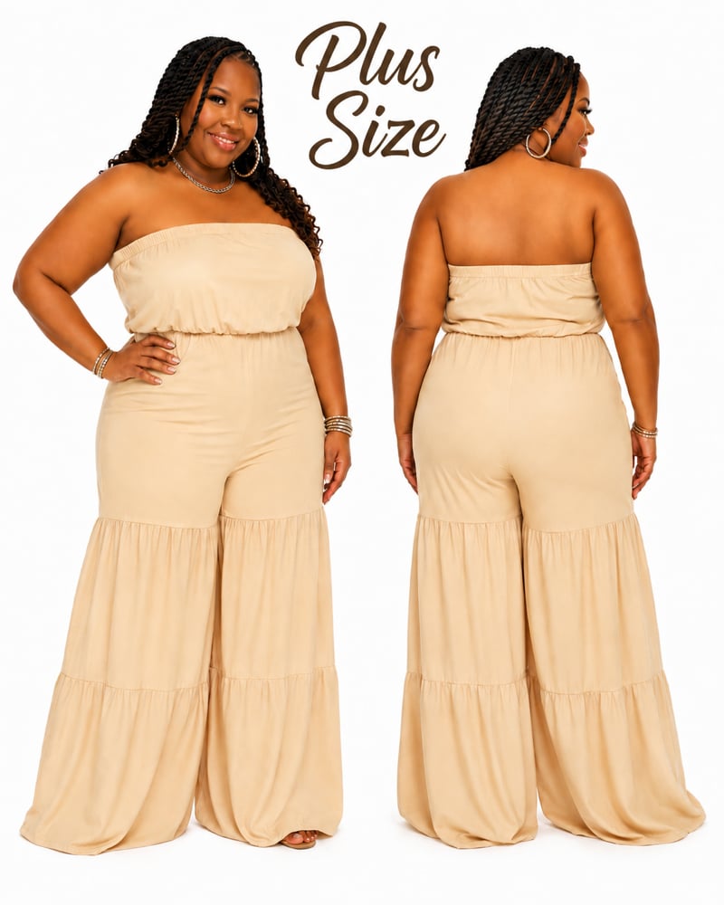 Image of Plus Size Ruffled Hem Jumpsuit 