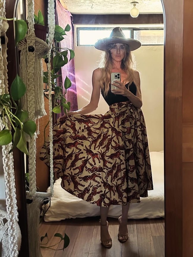 1950s sequin donkey mexican souvenir hand painted circle skirt