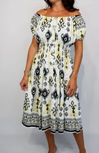 Image 1 of Aztec Placement Print Button Midi Dress