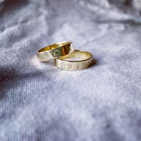 Image 1 of Celestial 9ct Gold Wedding Rings Crescent Moon & Sun Rings
