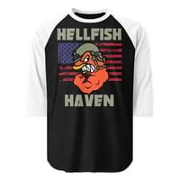 Image 1 of 3/4 sleeve raglan shirt Hellfish Flag