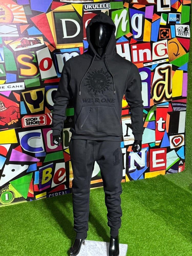Image of 92 CHENILLE HOODED SWEATSUIT - BLACK