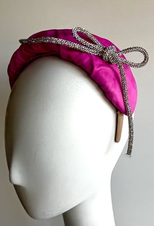 Image of Fuchsia leather bandeau. 