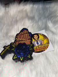 Praying hands blue rose