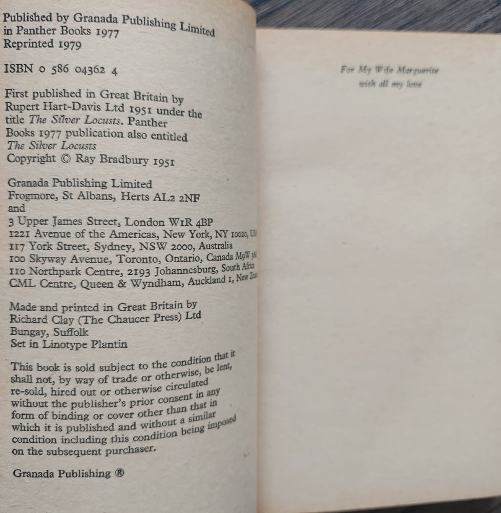 The Martian Chronicles (The Silver Locusts), by Ray Bradbury