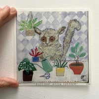 Image 4 of Small square art print -Bush baby indoor gardener 