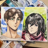 Image 1 of Eren and mikasa Print
