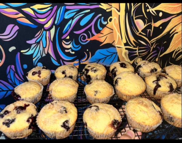 Image of Organic blueberry muffins.