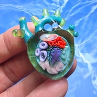 Image 2 of LARGE "MY HEART BELONGS TO THE SEA" ANATOMICALLY CORRECT HEART PENDANT 36