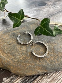 Image 1 of Textured Open Hoop stud earrings