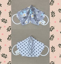 Image 2 of Floral and polkadot reversible 3 layer cotton fabric face mask