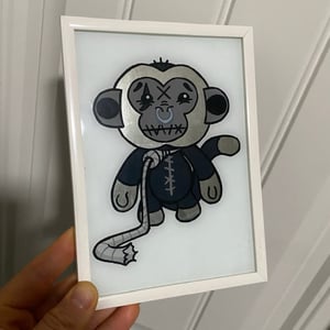 Image of Framed Custom Monkey (5x7” hand painted on glass / gilded with 12kt white gold)