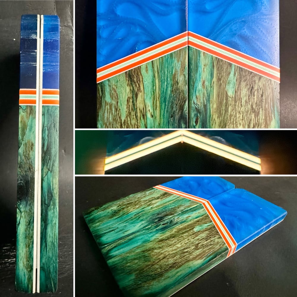 Image of Mesh Resin & Spalted Tamarind GLOW Segmented Knife Scales