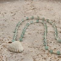 Image 1 of Aqua Cat's Eye Scallop Shell Necklace