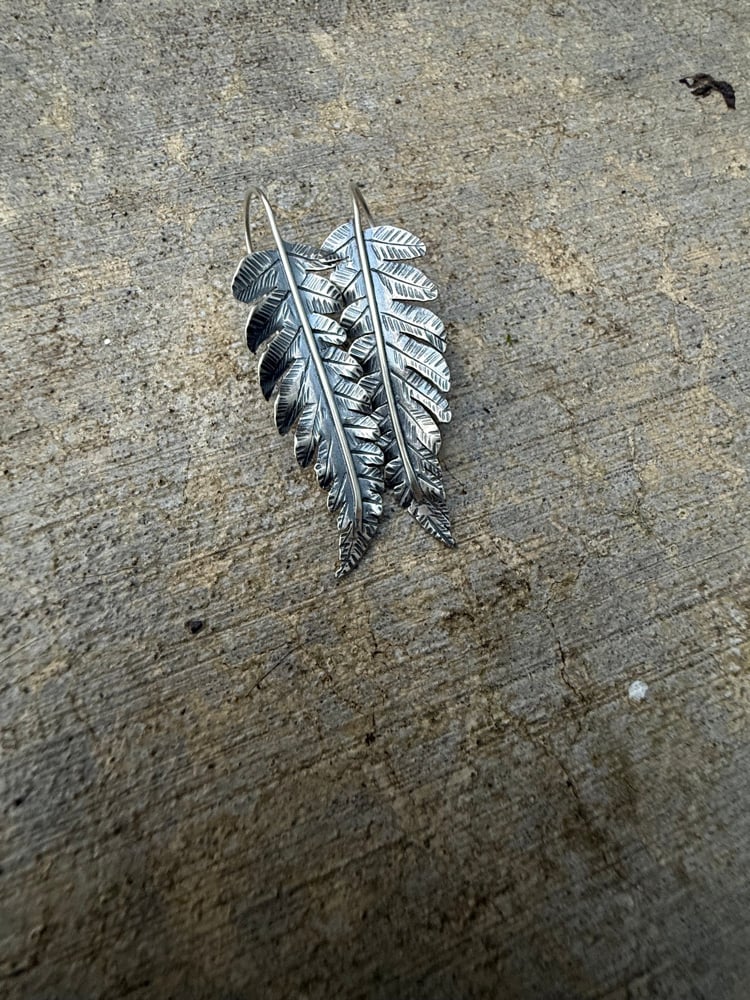 Image of Sterling Cinnamon Fern Earrings