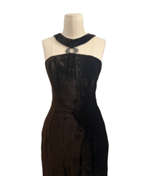 Image 2 of Brown velvet cross-back gown