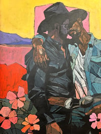 Image 4 of Kiss Me Cowboy - 26x32" Acrylic On Canvas