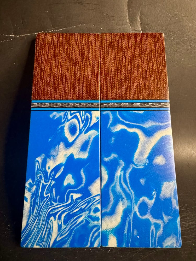 Image of Crosscut Micarta & Blue Burl G10 Segmented Knife Scales