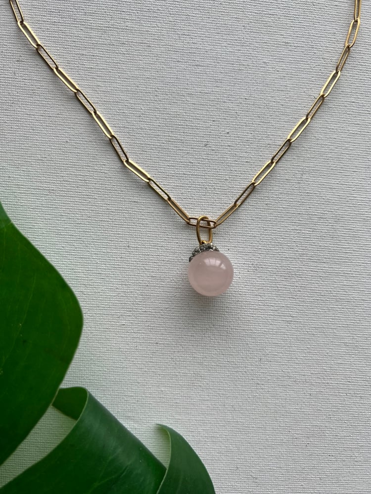 Image of CRIS • Crystal Ball Choker Rose Quartz