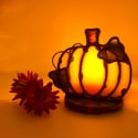 Iridescent Cream Pumpkin Candle Holder 