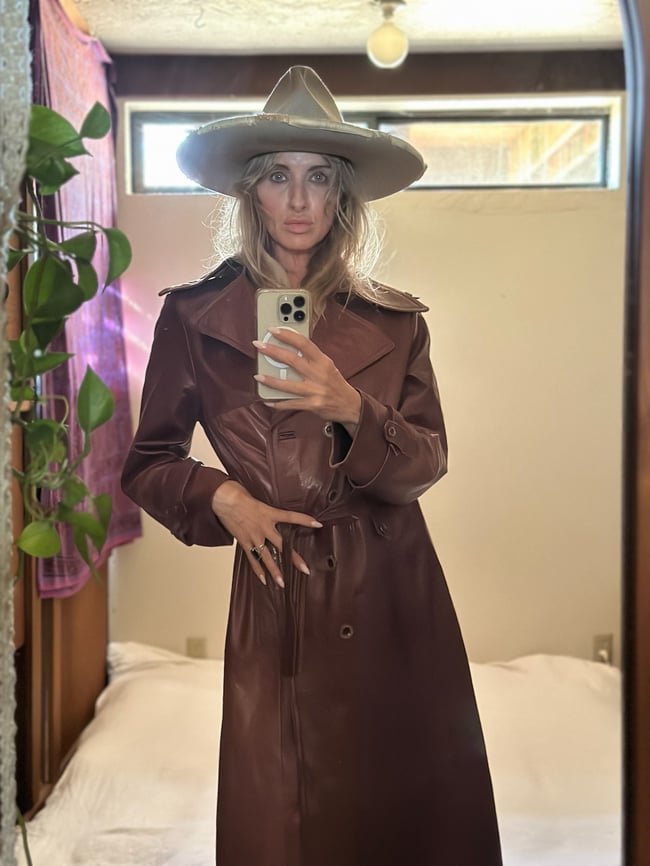 early 70s leather trench riding coat with the perfect patina