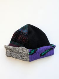 Image 1 of Upcycled Reversible Beanie Purple x Black Cashmere