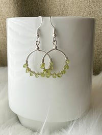 Image 3 of Peridot (Silver) Small Hoop Earrings