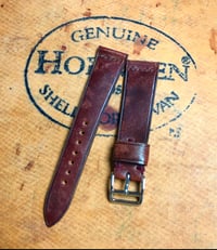 Image 2 of Antiqued Horween Shell Cordovan Watch Strap - Garnet