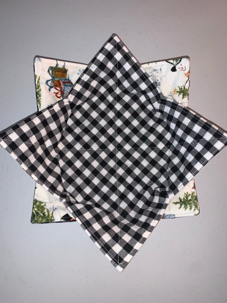 Image of Snowman & Gingham Cozy Bowl Set (Set of 2)