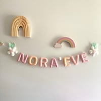 Image 2 of Bloom' Flower Name Garland - Pastel Sunset with Celadon Leaves