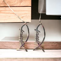 Image 3 of Silver Faith Fish Earrings 