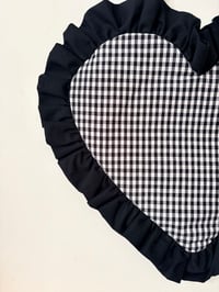 Image 4 of Black & White Gingham Heart Tote with Black Ruffle Edge – Y2K Cute Chic