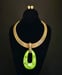 Image of Gold & Green Marbled Necklace Set 