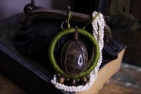 Image 4 of Green linen black moonstone necklace