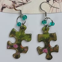Image 1 of Puzzle Piece Earrings floral