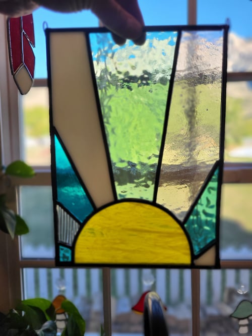 Image of Sunrise mini panel- stained glass