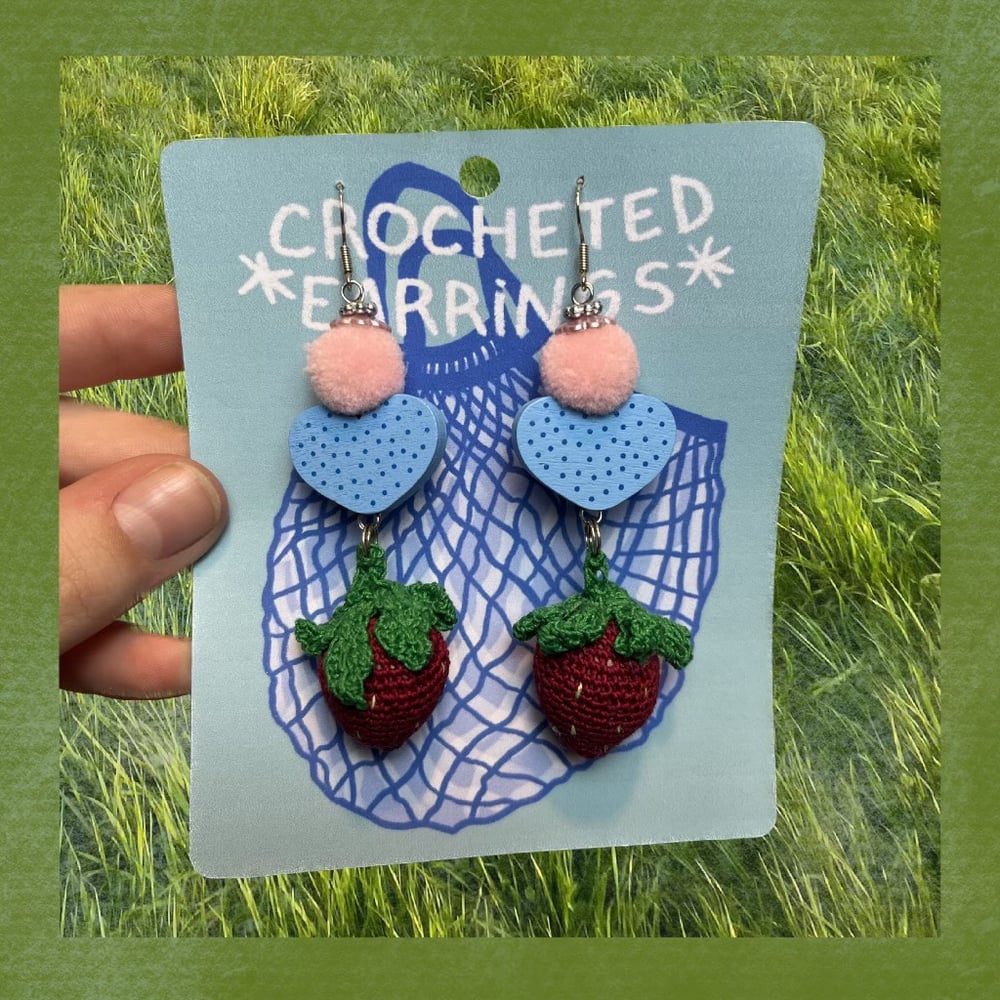 Image of STRAWBERRIES crocheted earrings